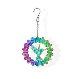 SEABABOO Metal Wind Chime 15 cm Lightweight Rotating Wind Mobile with Brilliant Colours and Hummingbird Patterns Hanging Metal Art Wind Chimes Wind Spinner for Garden Outdoor Decorations
