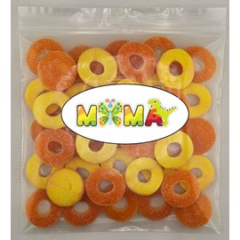 MiMa MiMa Assorted Gummy Candy Rings - Fruity, Chewy Candy in Fun Ring Shapes - Holiday Candy for Christmas Gifts & Stocking Stuffers - Peach 1lb