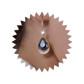 Atentuyi Boho Wedding Earrings Gold Sapphire Crystal Teardrop Drop Dangle Earrings Bride Brides Bridesmaids Jewellery Women Girls, Crystal