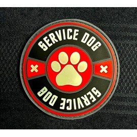 Service Dog Patch, PVC Tactical Morale Patch, Velcro-Compatible Available in Several Colors sdit Emotional Support Therapy Guide Companion Handler Gear Glow in The Dark (RED)