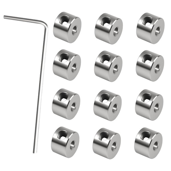 12pcs Set Screw Collars 5.05mm Bore Shaft Collars Screw Style,