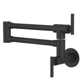 Pot Filler Faucet Brushed Nickel Stainless Steel Wall Mount Stove Faucet Lead-Free Wall Mount Pot Filler Facuet (Matte Black)