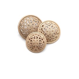 5 Pcs Hollow Metal Button Black Sliver Gold Buttons Round Decorative Button for Clothes Sewing Accessories (Golden, 18mm)