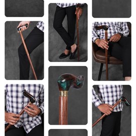 Handmade Rosewood Wooden Walking Cane for Men | Epoxy Resin Walking Stick for Senior | Lightweight Walking Cane