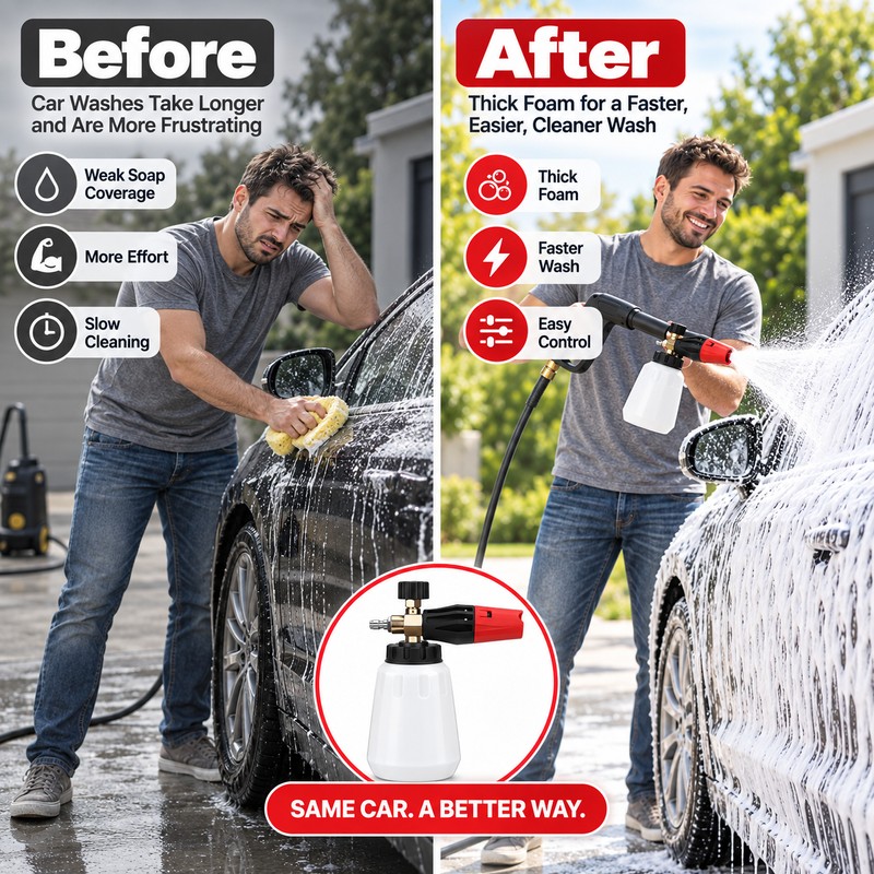 Pressure Washer Foam Cannon for Car Washing – Adjustable Fan