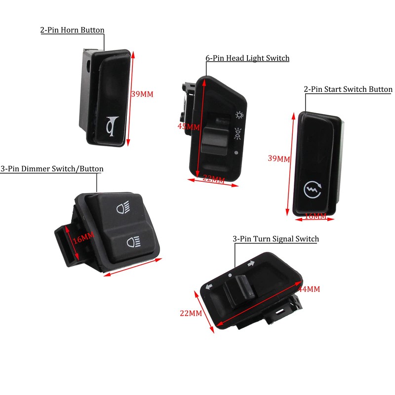 Chinese Scooter Start Horn Dimmer Turn Signal Switch Button Headlight