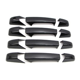 Dreamseek 12Pcs 4 Door Handle Cover Compatible with Chevy Tahoe Suburban Avalanche Silverado Yukon Sierra 2007 2008 2009 2010 2011 2012 2013 Exterior ABS Molding Protector Trim (Carbon Fiber Pattern)