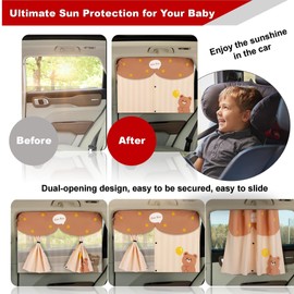 CARINGTETH Car Window Shade for Baby in Car | Magnetic Dual-Layer Curtain with UV and Sun Glare Protection | Secure Clip-On Design, Carbon Fiber Mesh car Window Shades (27.6"x19.7") 1 Pack (Brown)