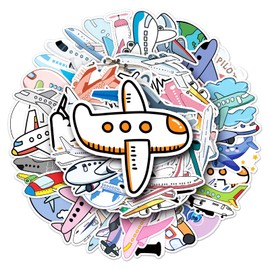 Aircraft Stickers for Laptop (50 PCS),Gift for Children Teens Adults Girl Boys,Waterproof Stickers for Water Bottle,Airplane Vinyl Stickers for Scrapbook,Skateboard,Bike Dairy