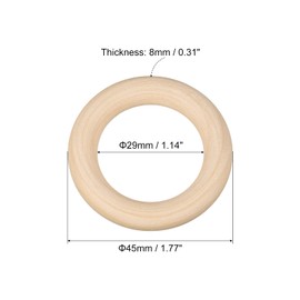 QUARKZMAN 80pcs 45mm (1.8 inch) Natural Wood Rings 8mm Thick Smooth Untreated Wooden Circles for DIY Crafts Knitting Macrame Pendant