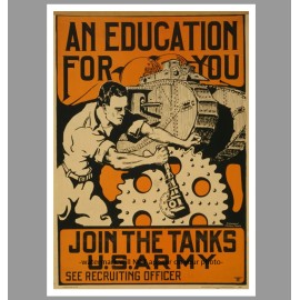 Join US Army Tanks Recruiting Poster PHOTO Propaganda Combat Tank Crew 1919