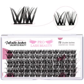 Cluster Eyelashes, Pack of 72 Individual Eyelashes, Eyelash Clusters, DIY Eyelash Extensions, Super-Thin Band, Reusable, Soft & Comfortable (Soul-D-12 mm)