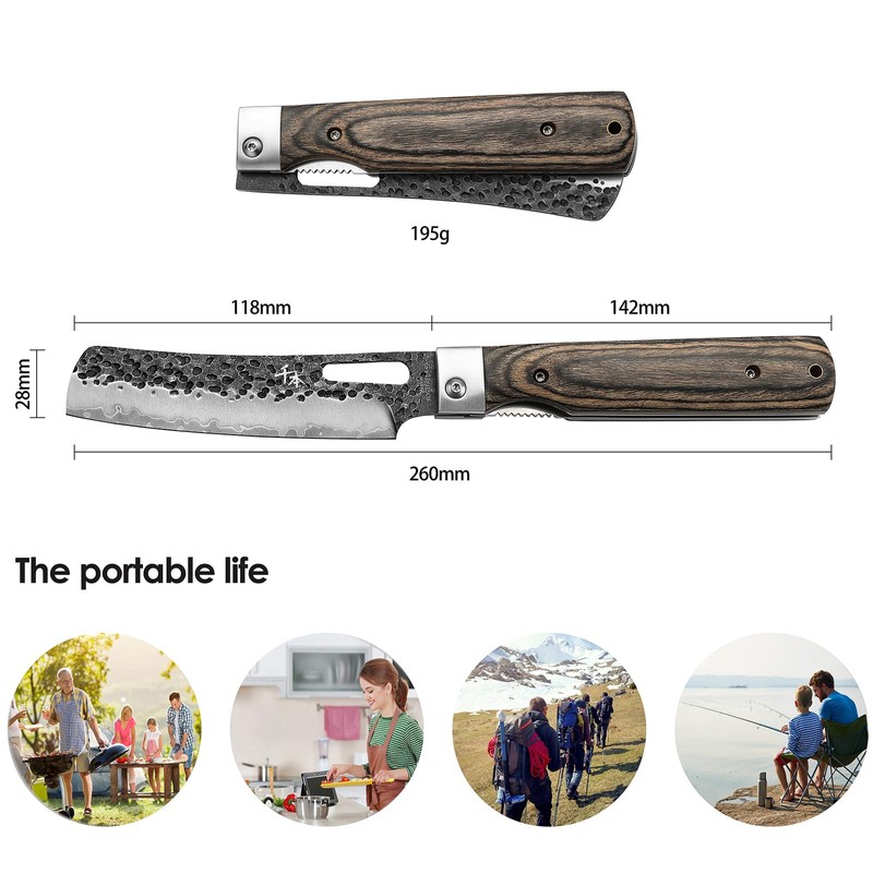 SENBON 440A Forged Stainless Steel Sharp Folding Chef Knife Peeling