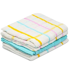 Xelay 100% Egyptian Cotton Terry Tea Towel Wonderdry Monocheck Black White Kitchen Dish Cleaning Drying Cloth 35cm x 60cm (Black Pack of 3 Small Check) (15.5" x 23.5")