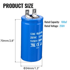 ZOWZEA 100uF/MFD CD60 Motor Start Capacitor 250VAC 50/60Hz for Electric Motor Starting