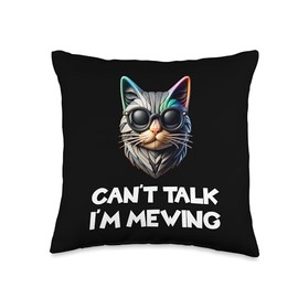 Funny Cat Meme Mewing LooksMax Meowing cat Trend Meme Tee Throw Pillow