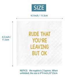 Joyiou Humorous New Job Napkins, Coworker Leaving Party Decorations Gifts for Men, Women, Boss, Staff, Funny Going Away Party Supplies Favor Napkins, 50-Pack 2-Ply | 4.5 x 4.5 inch folded