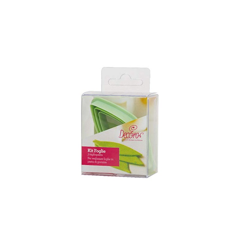 Decora 0803027 Cutter Set of 3 Long Leaf Plastic Green