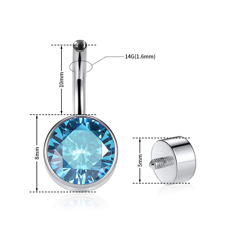 G23 Titanium Navel Ring Internally Threaded Belly Button Ring Belly