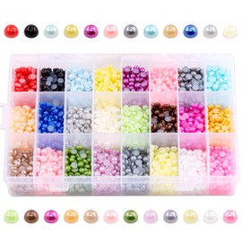 Keadic 2880 Pieces 24 Colours Flat Back Semicircular Beads Assortment Kit DIY Half Beads for DIY Crafts Jewellery Making & Phone/Cup/Nail Art/Shoes/Bag Decoration