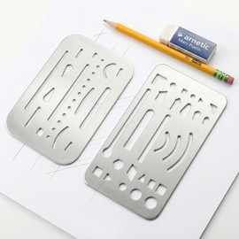 KR.LIF Drawing Eraser Shield for Precise Pencil Line Removal 2 pcs Stainless Steel Drafting Template Tool for Sketching, Architecture, Engineering, Drawing Correction and Technical Art
