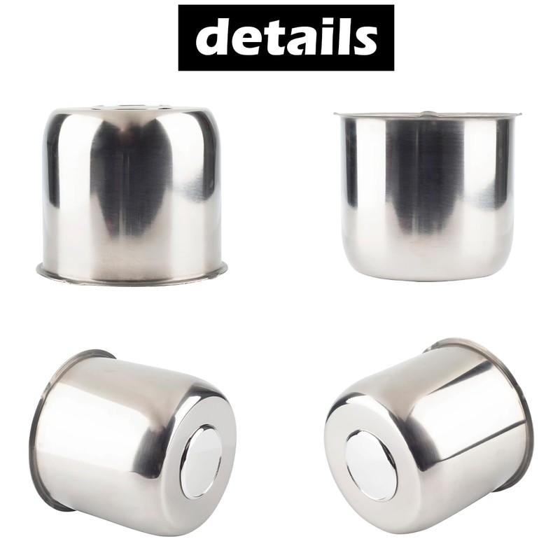 Rheedal 4Pcs 4.88inch Stainless Trailer Wheel Center Caps Push Through