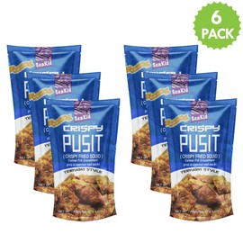 Seakid Crispy Pusit Teriyaki Style - Fried Squid Nutricious Snack 1.41oz (40g), 6 Packs