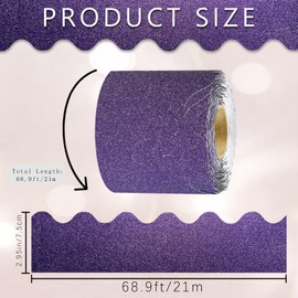 DMJUNCONG 68.9 Feet Purple Glitter Bulletin Board Border Scalloped Bulletin Board Trim for Classroom Decoration,Bedroom Wall Decoration,Home Decoration,Birthday Party Decorations