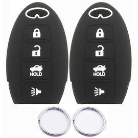 DAFATWJ Silicone Smart Remote Key Fob Cover Compatible with 2004-2019 4 Button Infiniti EX35 FX35 FX50 G35 G37 M35 M35H M37 M45 M56 Q40 Q50 Q60 Q70 QX56 QX60 QX70 (Rubber, Black+Black)