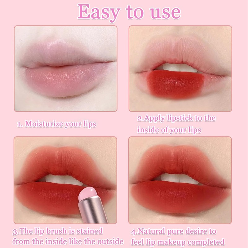 2 Pcs Silicone Lip Brush with Cap for Lipstick Lip