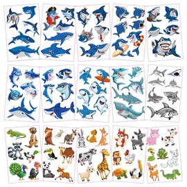 30 Sheets (210pcs) Animals、Shark、Cars waterproof Temporary Tattoos For Kids,Cartoon Mixed Styles Tattoos, children's Fake Tattoos stickers toys,boys temporary tattoos, Party Supplies Gifts