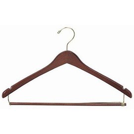Only Hangers Wooden Suit Hangers with Locking Pant Bar, Walnut/Brass Finish