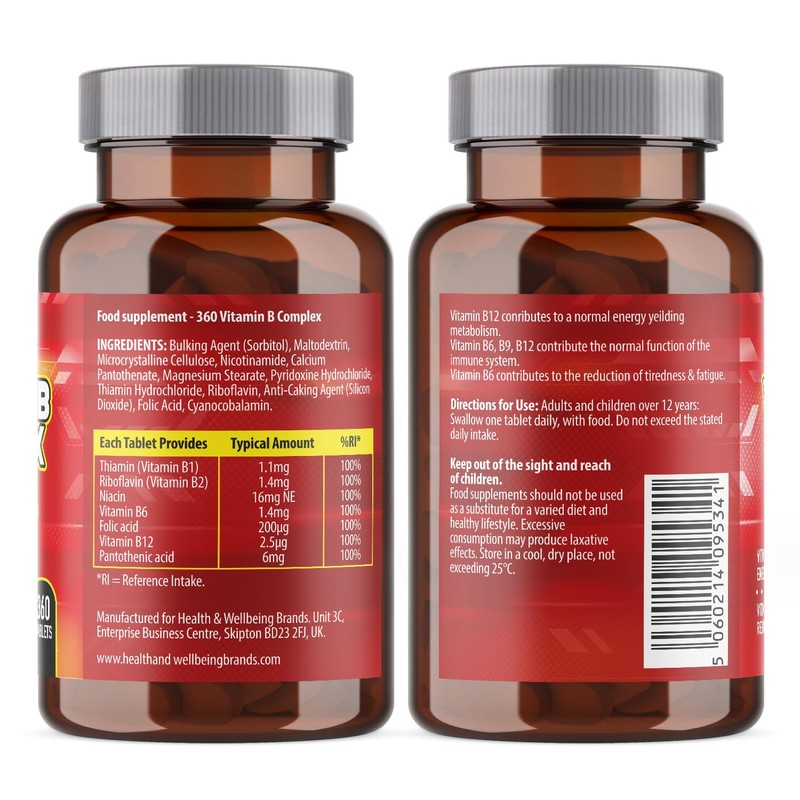 B Complex Vitamins-360 Tablets, Suitable for Vegans B Complex Supplements,