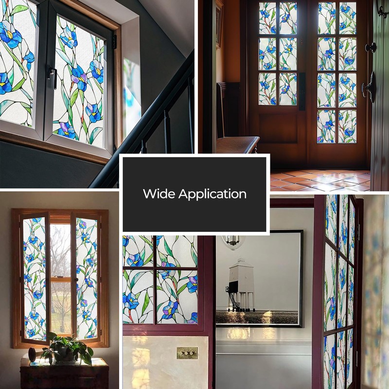 3D Stained Glass Window Film, Decorative Window Privacy Film for