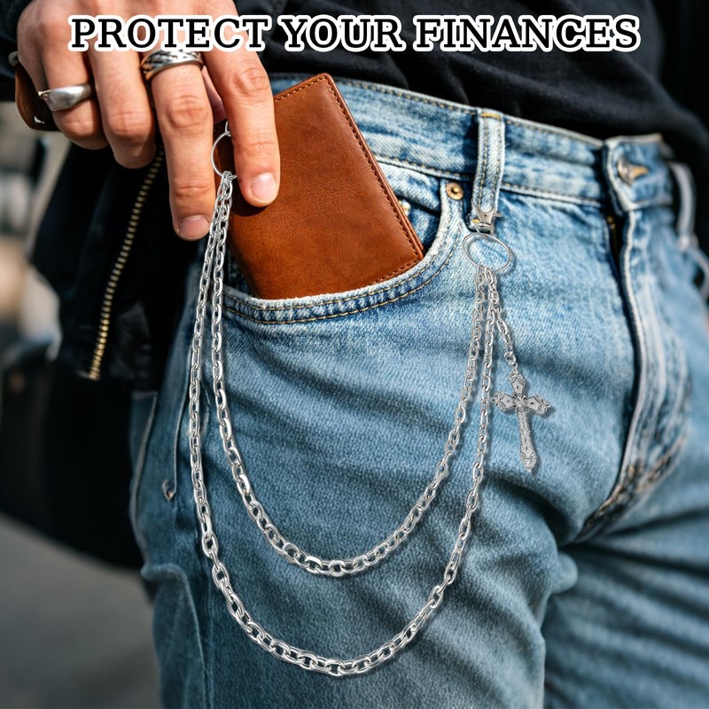 loghohu Wallet Chain Pants Chain for Women Men Double Cross
