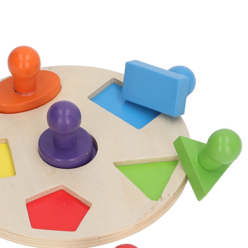 Wood Shape Puzzle Educational Colorful Early Learning Skill Development Round