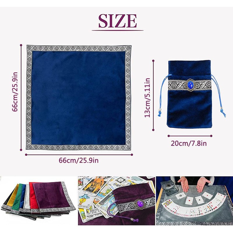 Tarot Cloth Velvet Tarot Tablecloth with Bag Witch Divination Moon