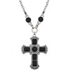 Turquoise Cross Necklace Silver Tone Natural Gemstone Necklace Black Pine