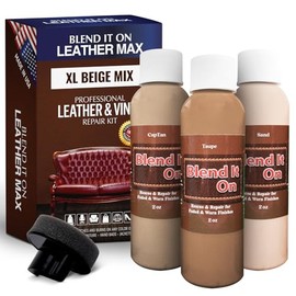 Blend It On XL Leather/Vinyl Repair Kit Now with 6 Ounces for Furniture, Jacket, Sofa, Car Seat, Boots, Easy Instructions to Match Colors, Restore Any Material No Mixing Chart Needed (Beige Mix)