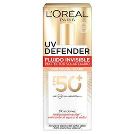Oréal Paris Protector Solar Facial Fps50 Defender Fluido Invisible Tono Claro 40ml Protección Ultra Ligero Manchas Arrugas Debidas Sol Ácido