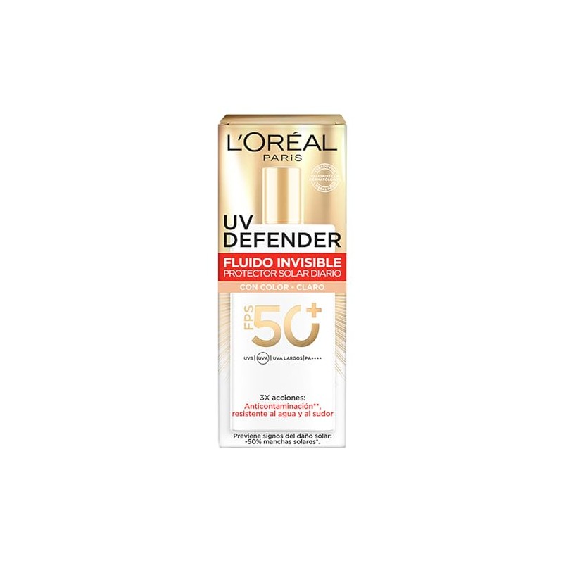 Oréal Paris Protector Solar Facial Fps50 Defender Fluido Invisible Tono