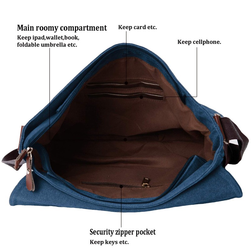 Bolsa de mensajero de lona clásico para hombres y mujeres,