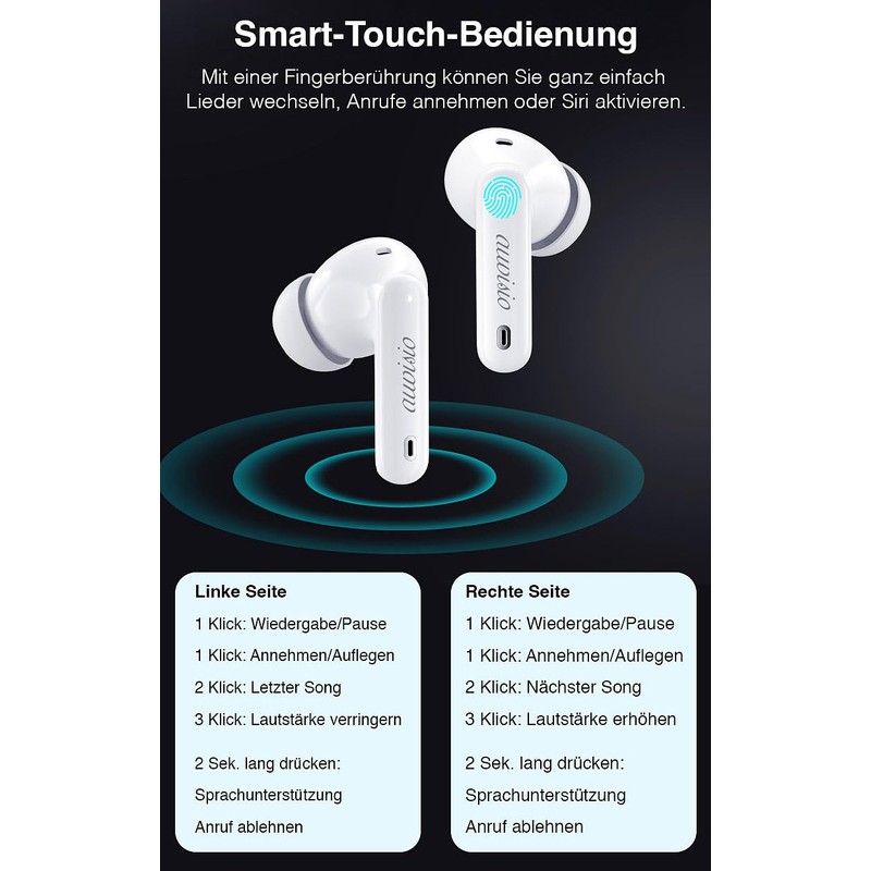 auvisio Wireless Sports Headphones: Wireless In-Ear Headphones with Charging Case,