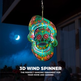 Skylar 3D Tree of Life Wind Spinner | 12” Inch Hanging Ornament for Home and Yard Stainless-Steel Decoration for Outdoors | Colorful Ambient Decor That Spins and is Powered by Wind