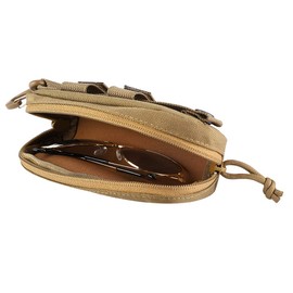 Eujgoov Portable Eyeglass Bag, Shockproof Glasses Case, Sunglasses Bag, Nylon Glasses Case, Protective Box, Molle System, Outdoor Accessories, khaki