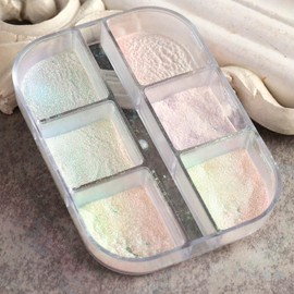 White Pearl Chrome Nail Powder Holographic Iridescent Chameleon Nail Powder Transparent Aurora Mirror Effect Nails Art Glitter Pigment
