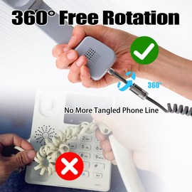 YACSEJAO Pack of 2 Telephone Cable Detangler 360 Degree Rotating Telephone Cable Detangler Landline RJ9 4P4C Anti-Tangle Telephone Handset Cable for Desk Telephone Landline