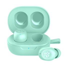 JLab JBuds - Mini auriculares inalámbricos Bluetooth + funda de carga, verde, IP55 a prueba de sudor y polvo, multipunto Bluetooth, audio consciente, 3 ajustes de sonido EQ, llamadas cristalinas