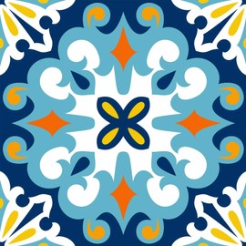 Poromoro Spanish Portuguese Azulejo Style Peel and Stick Backsplash Tile Stickers Set of 16 pcs(5.9_4)
