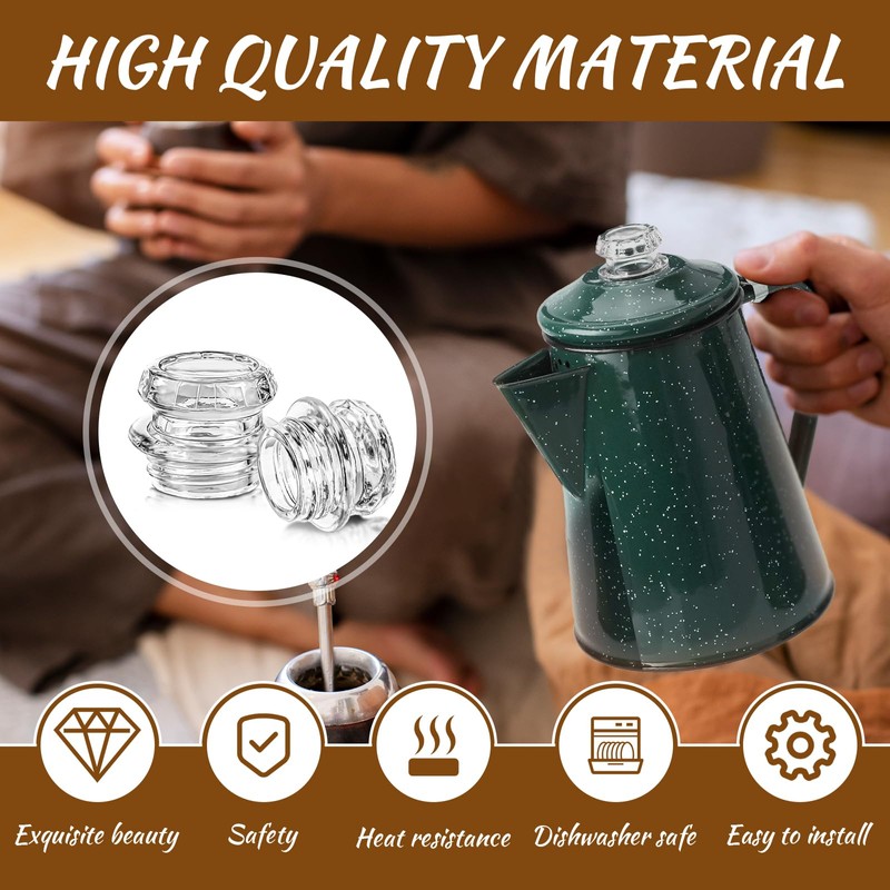 Coffee Percolator Pot Glass Knob Top Replacement for Coleman, Gsi,